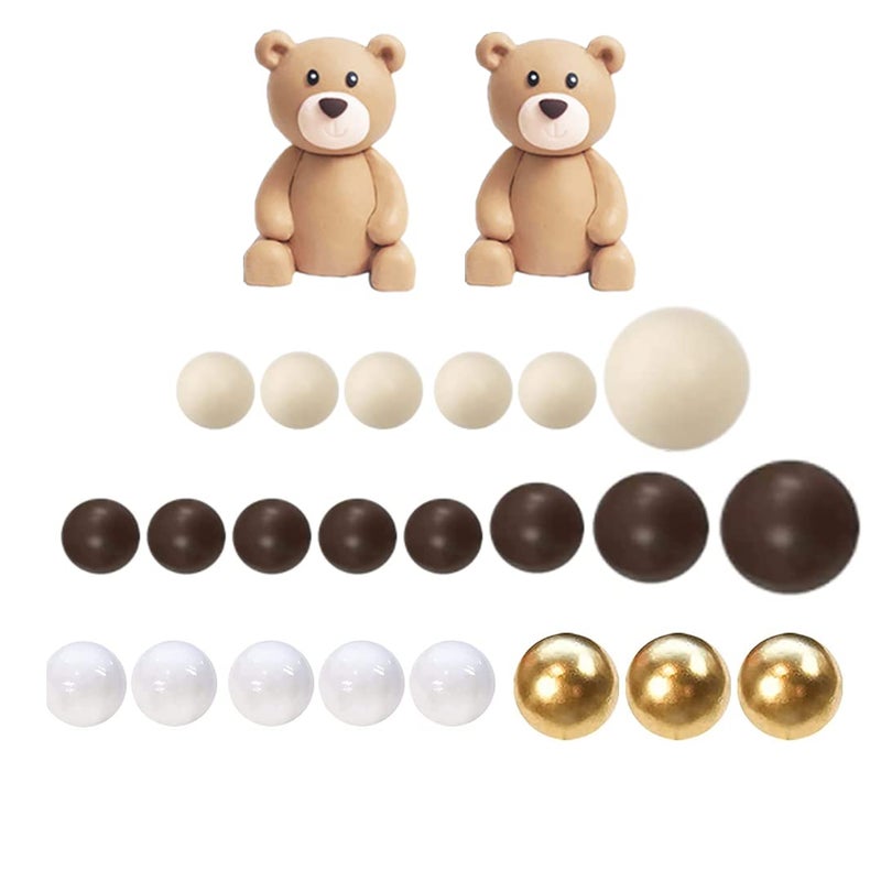 GmakCeder Baby Bear Cake Topper Blue Ball Cake Decor (brown ball 2bears set) - Image 2